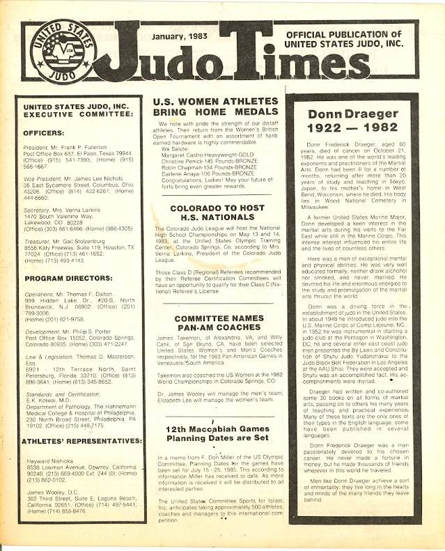 01/83 United States Judo Times